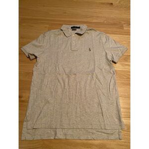 Polo Ralph Lauren Men's tan 1/4 button collared short sleeve embroidered polo L